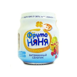 Пюре Фрутоняня витаминный салатик яблоко шиповник клюква витамин С 100 г