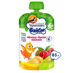 Пюре Черноголовка Бэйби с 6 мес яблоко банан малина 85 г